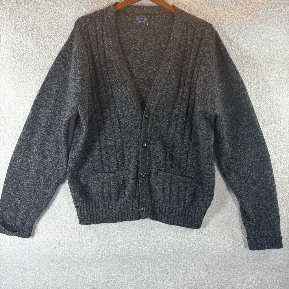 Vintage Jantzen cardigan sweater company Made in USA 70s 80s grandpa Old Man XL